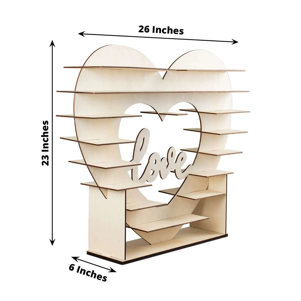 Wooden 8-Tier Heart-Shaped Cupcake Display Stand with Double-Sided Love Design for Dessert Tables