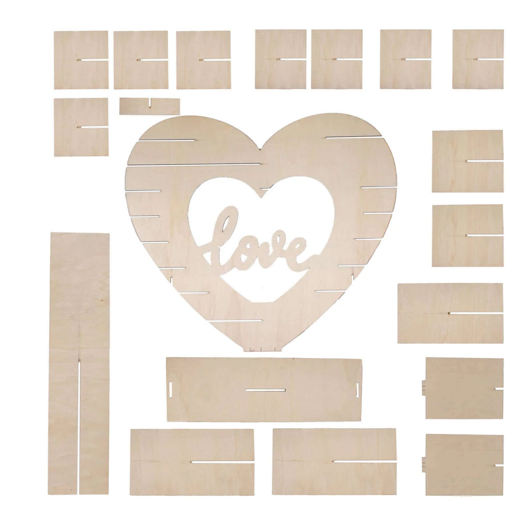 Wooden 8-Tier Heart-Shaped Cupcake Display Stand with Double-Sided Love Design for Dessert Tables