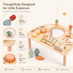 Wooden Activity Table for Toddlers, 8-in-1 Learning Center with Fishing Game, Bead Maze and Shape Sorter