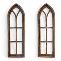 Wooden Cathedral Window Wall Decor in Rustic Brown, Handcrafted, Brown Dandelion Set W/Out Wreaths