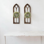 Wooden Cathedral Window Wall Decor in Rustic Brown, Handcrafted