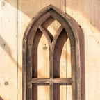 Wooden Cathedral Window Wall Decor in Rustic Brown, Handcrafted