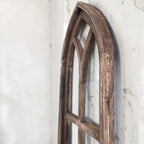 Wooden Cathedral Window Wall Decor in Rustic Brown, Handcrafted