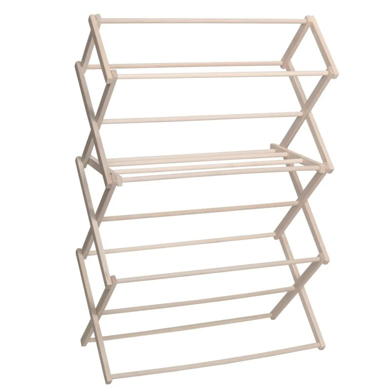 Wooden Clothes Drying Rack with 37 Feet of Drying Space and a Collapsible Frame for Compact Storage