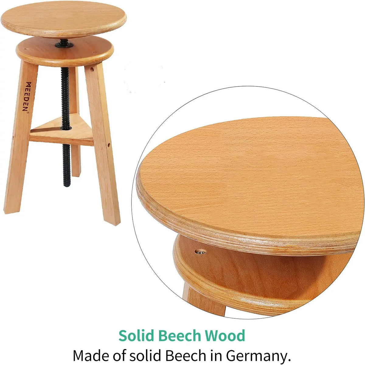 Wooden Drafting Stool in Natural Beech