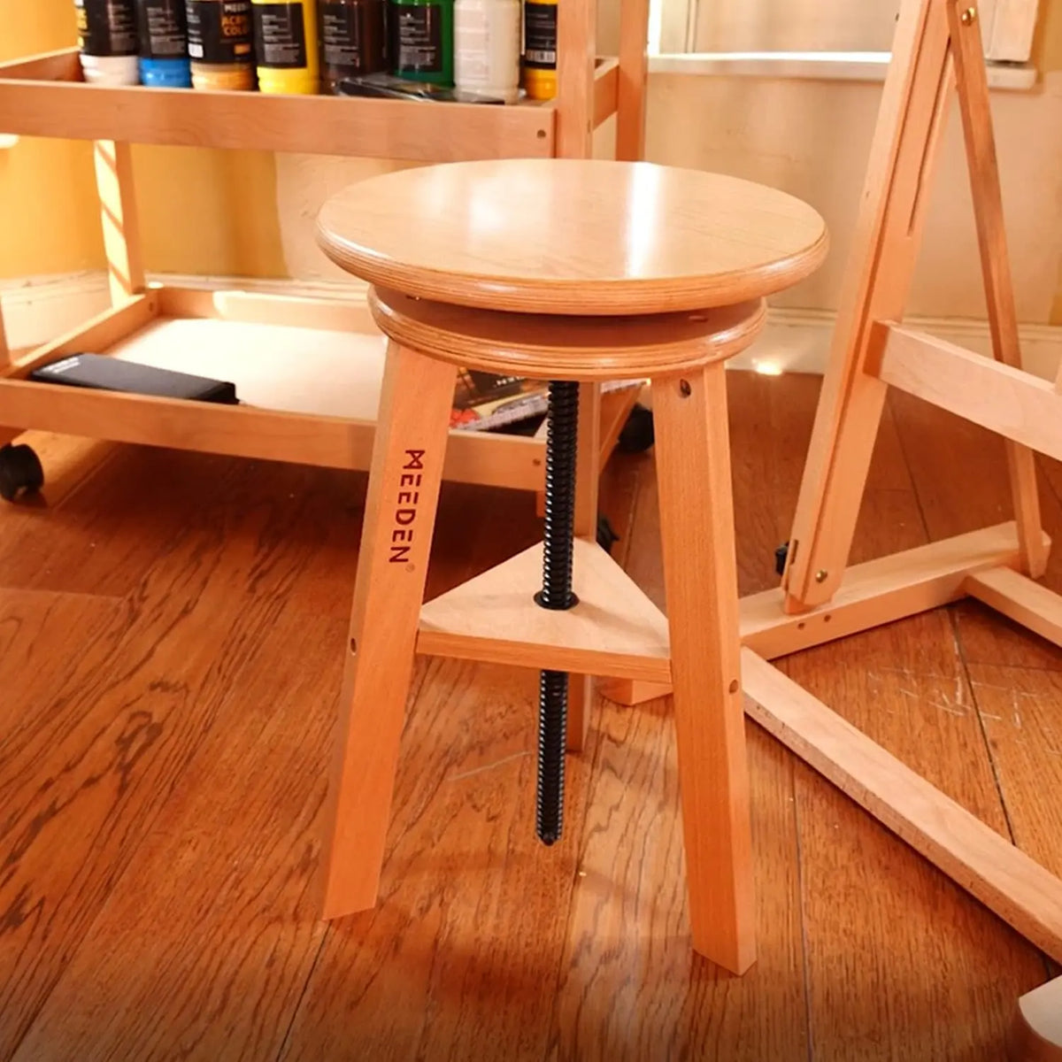 Wooden Drafting Stool in Natural Beech
