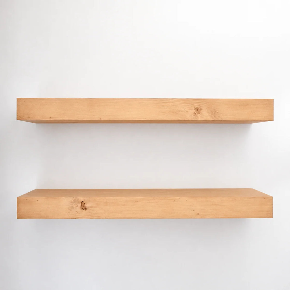 Wooden Floating Shelves for Wall Display, 3-Inch Thick Pine in Custom Lengths, Depths and Aged Finishes