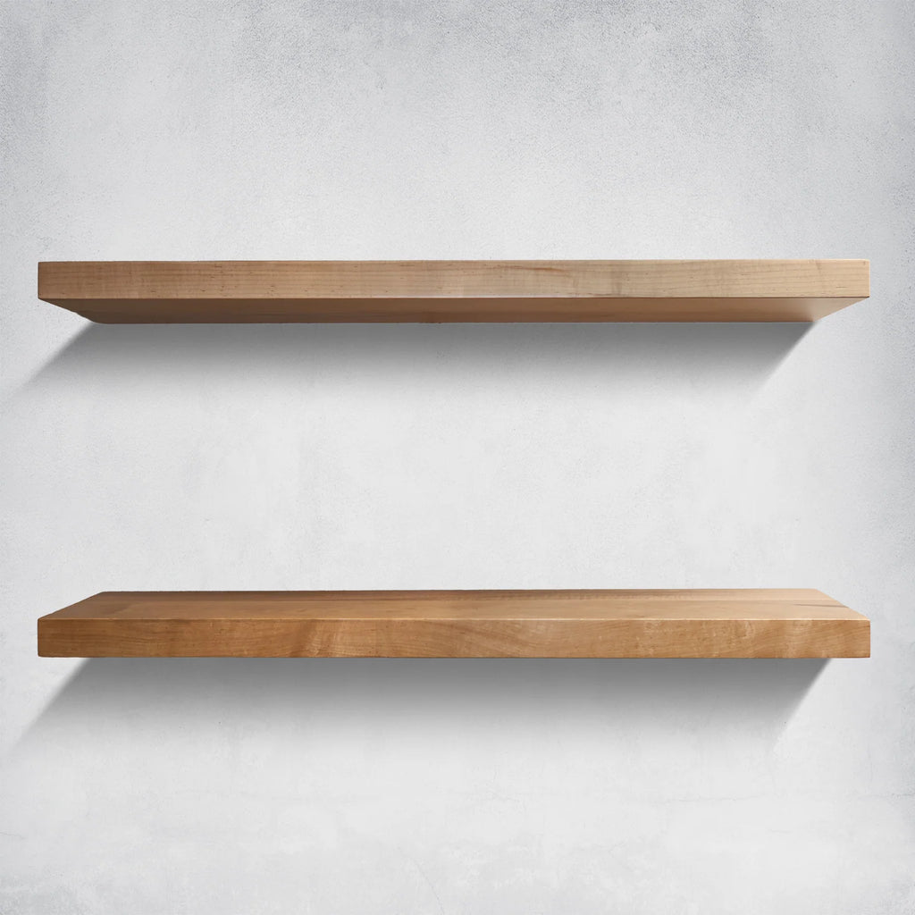 Wooden Floating Shelves for Wall Display, Solid Maple Hardwood, Custom Widths, Depths and Finished or Unfinished