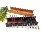 Wooden Paint Brush Holder in Black Walnut or Cherry, Handcrafted for Angled Horizontal Brush Resting