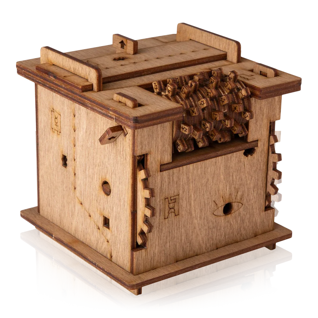Wooden Puzzle Box Inspired by Schrödinger’s Cat