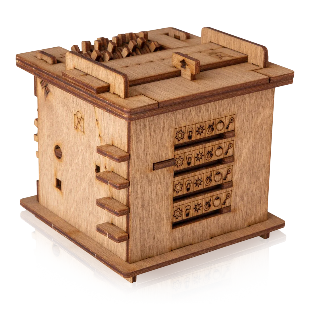 Wooden Puzzle Box Inspired by Schrödinger’s Cat
