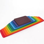 Wooden Rectangular Building Boards in Primary Colors, an 11-Piece