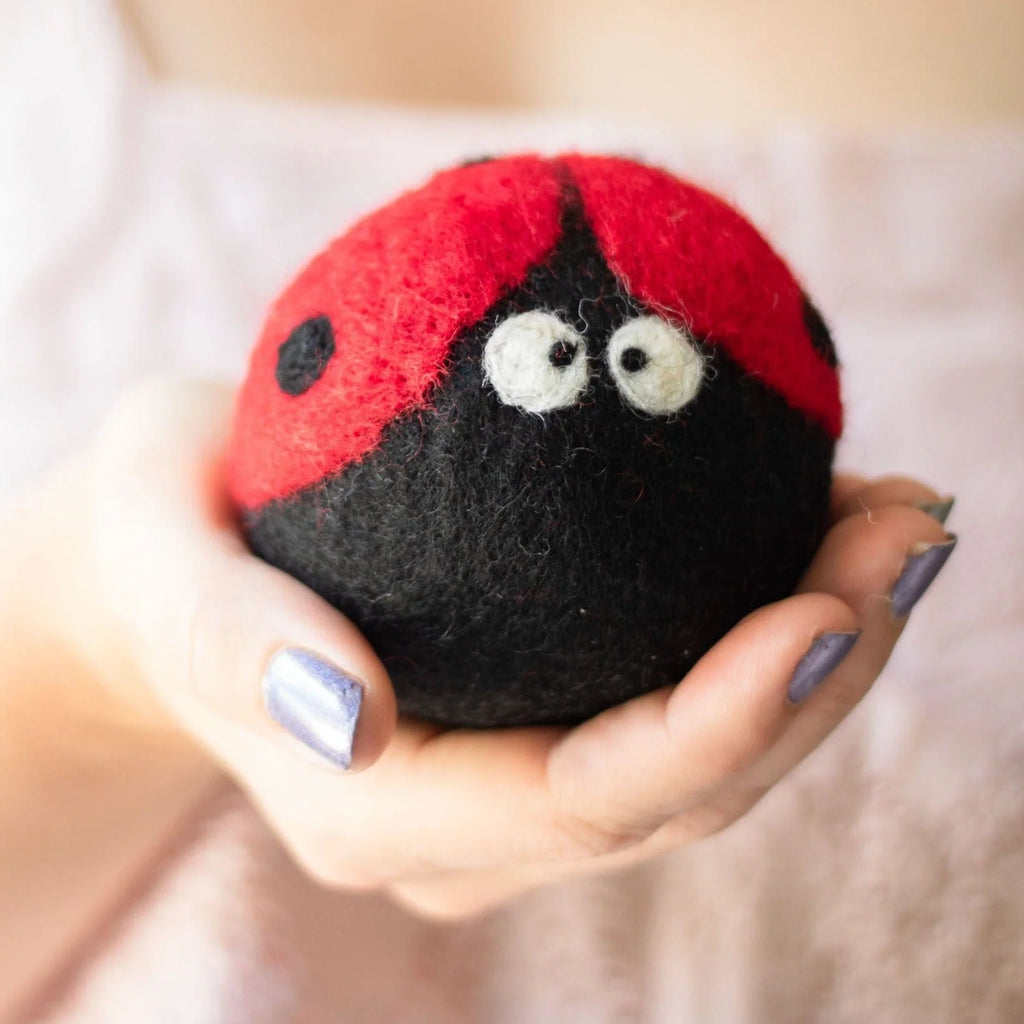 Wool Dryer Balls Laundry Reusable Anti Static Ladybug Trio,