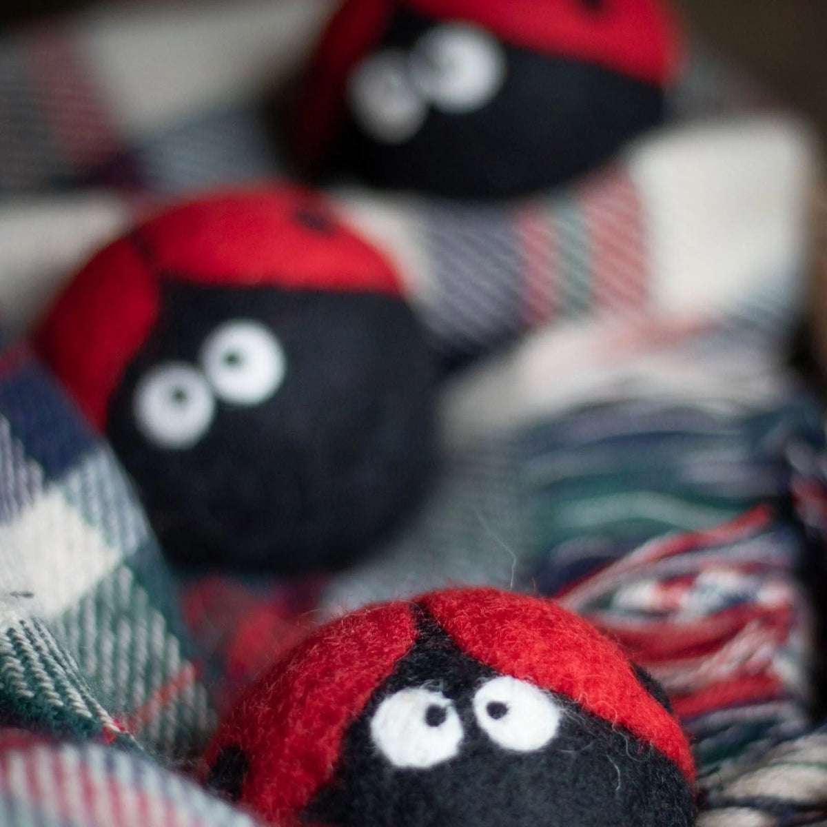 Wool Dryer Balls Laundry Reusable Anti Static Ladybug Trio,