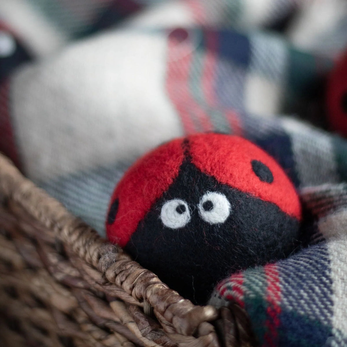 Wool Dryer Balls Laundry Reusable Anti Static Ladybug Trio,