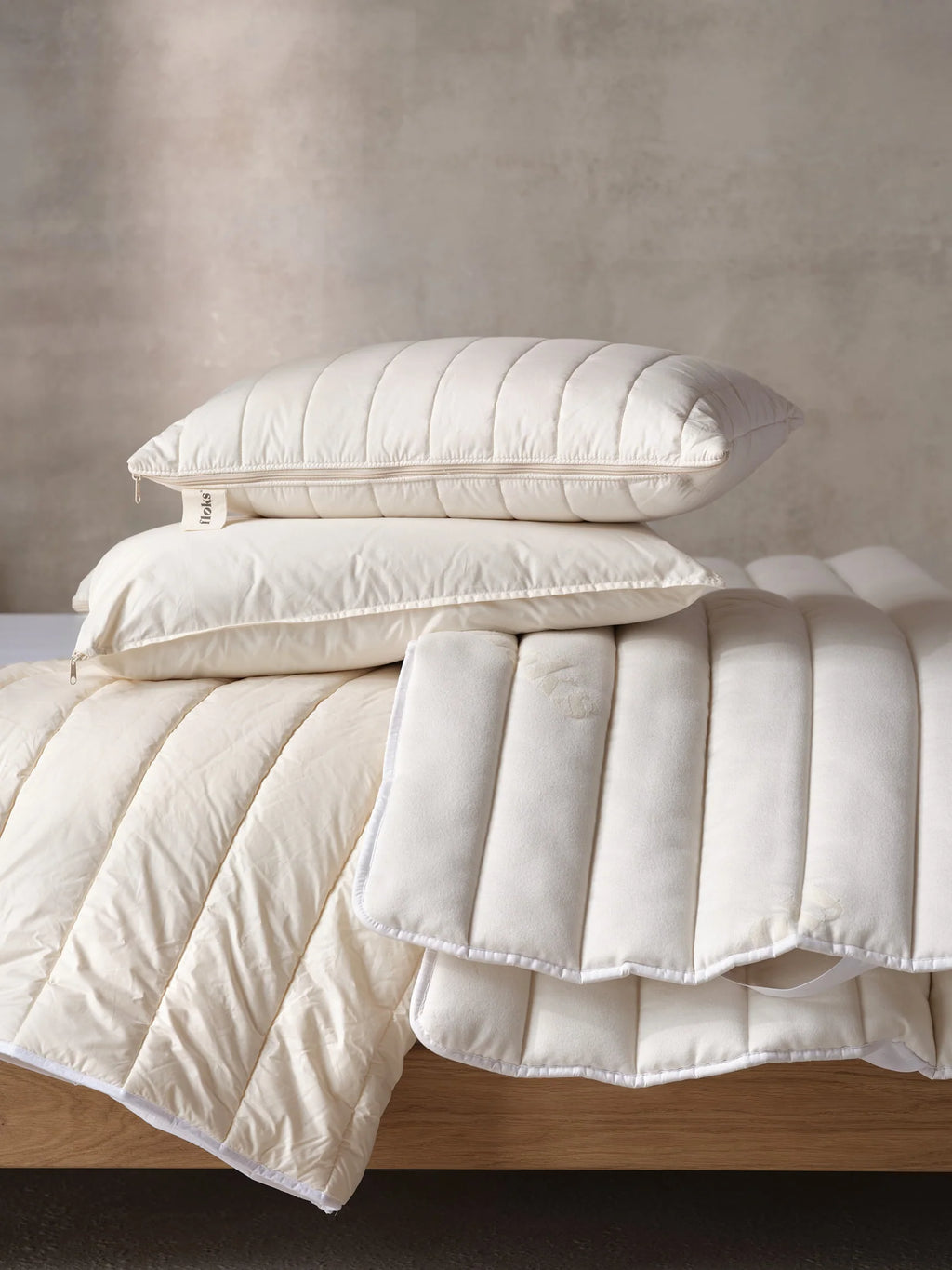 Wool Pillow with Removable Adjustable Inner Core in Regular or Large Soft and Medium Firmness