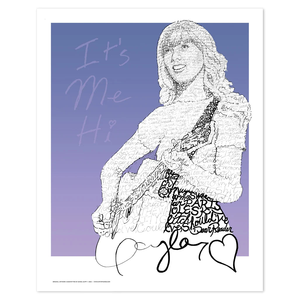 Word Art Print Celebrating Taylor Swift's First 10 Studio Albums Through 164 Handwritten Song Titles