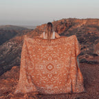 Woven Cotton Picnic Rug in Earthy Bohemian Florals, Extra Large