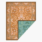 Woven Cotton Picnic Rug in Earthy Bohemian Florals, Extra Large