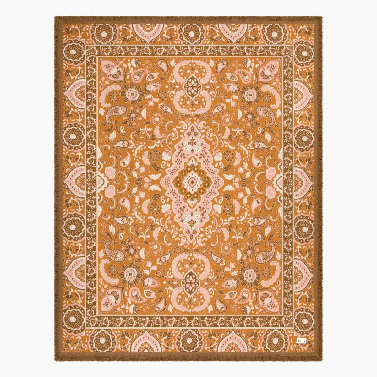Woven Cotton Picnic Rug in Earthy Bohemian Florals, Extra Large