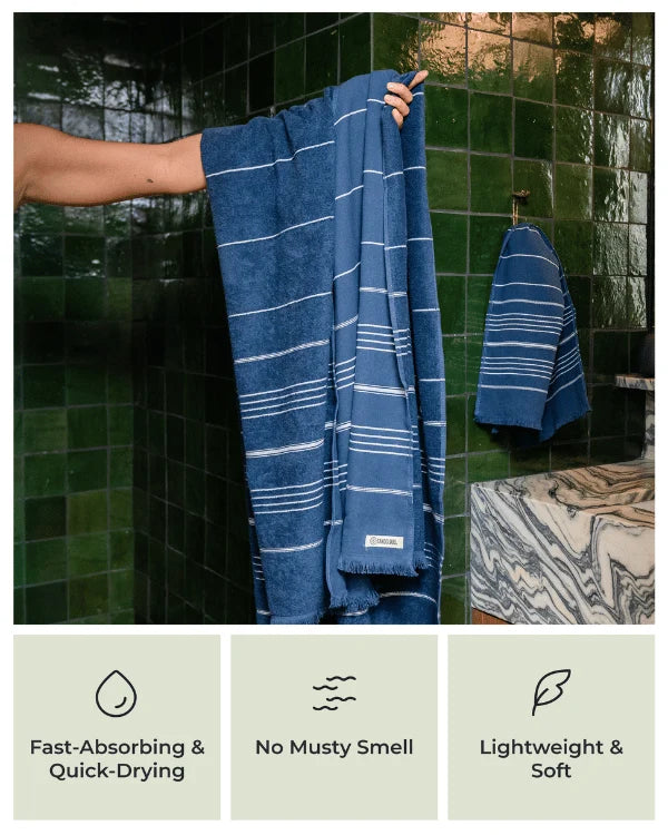 XL Bath Towel Set in Hedge Green, 2 Bath Towels and 2 Hand Towels with Fringe Edges · Hedge Green color