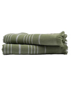 XL Bath Towel Set in Hedge Green, 2 Bath Towels and 2 Hand Towels with Fringe Edges · Hedge Green color