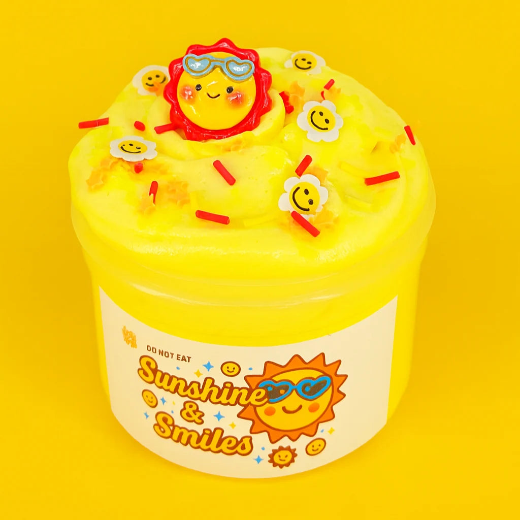 Yellow Butter Slime in a 7 oz Jar with Sweet Lemon Notes, Smiley Sprinkles and a Sunshine Charm