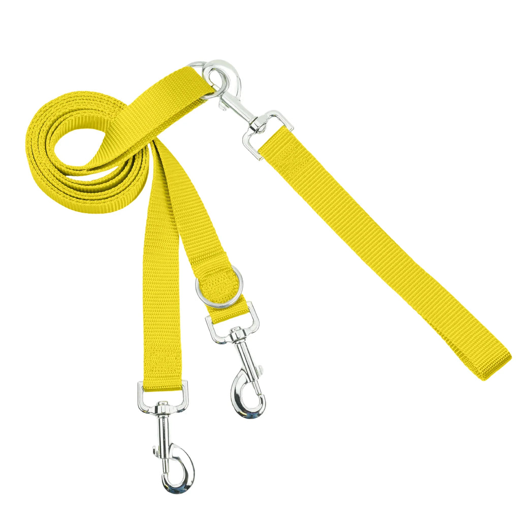 Yellow No-Pull Dog Harness with a Velvet-Lined Chest Strap and Front and Back Leash Attachment Points