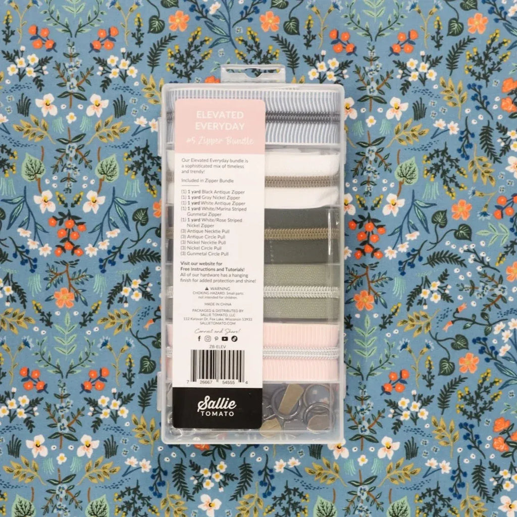 Zipper Bundle for Sewing and Bag Making in #5 Nylon Coil, Featuring Solid and Striped Color Combinations