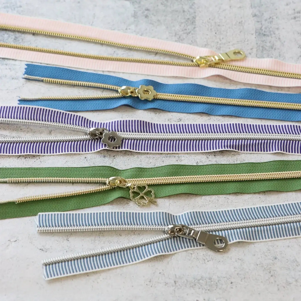 Zipper Bundle for Sewing and Bag Making with #5 Nylon Coil Zippers in Spring Colors and Stripes