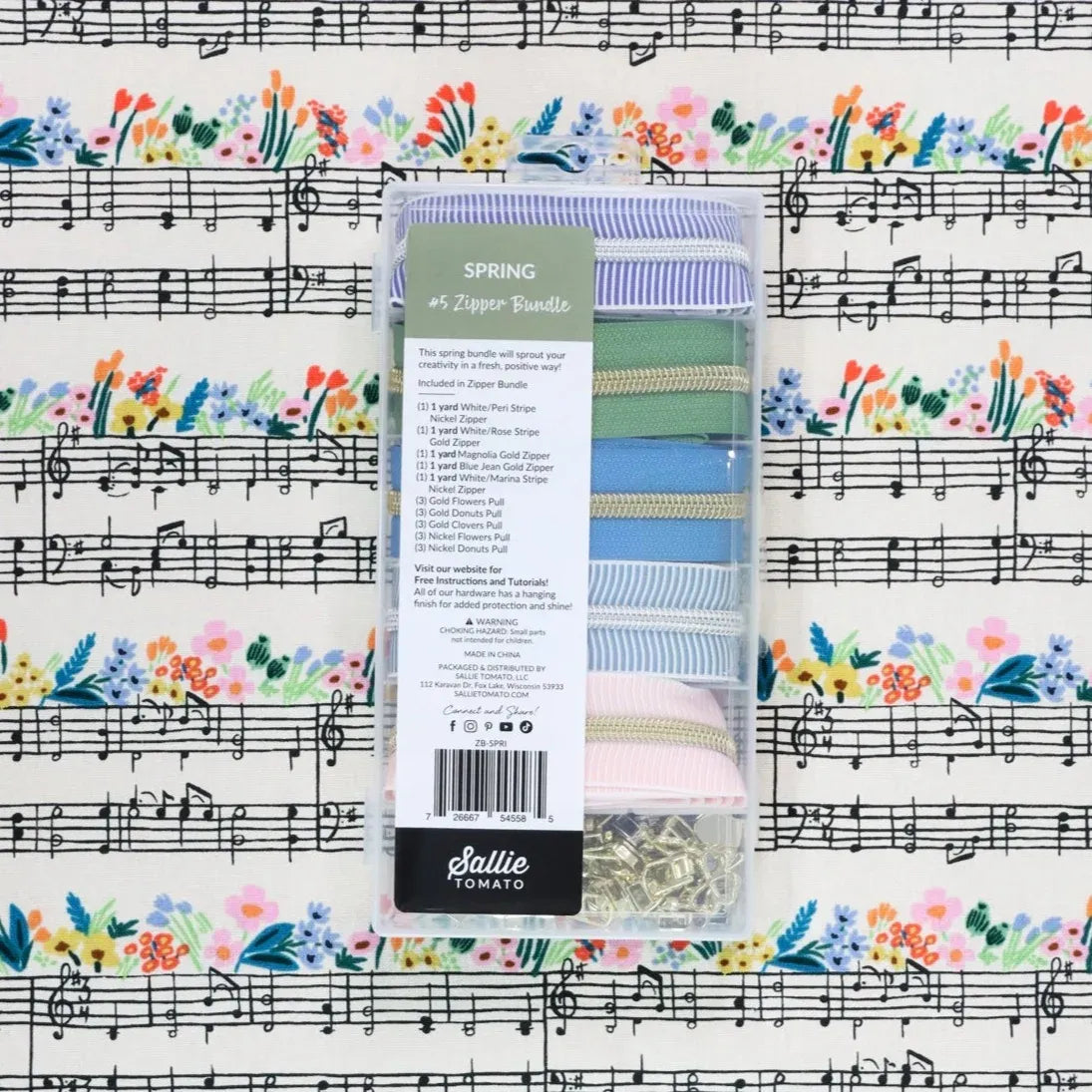 Zipper Bundle for Sewing and Bag Making with #5 Nylon Coil Zippers in Spring Colors and Stripes