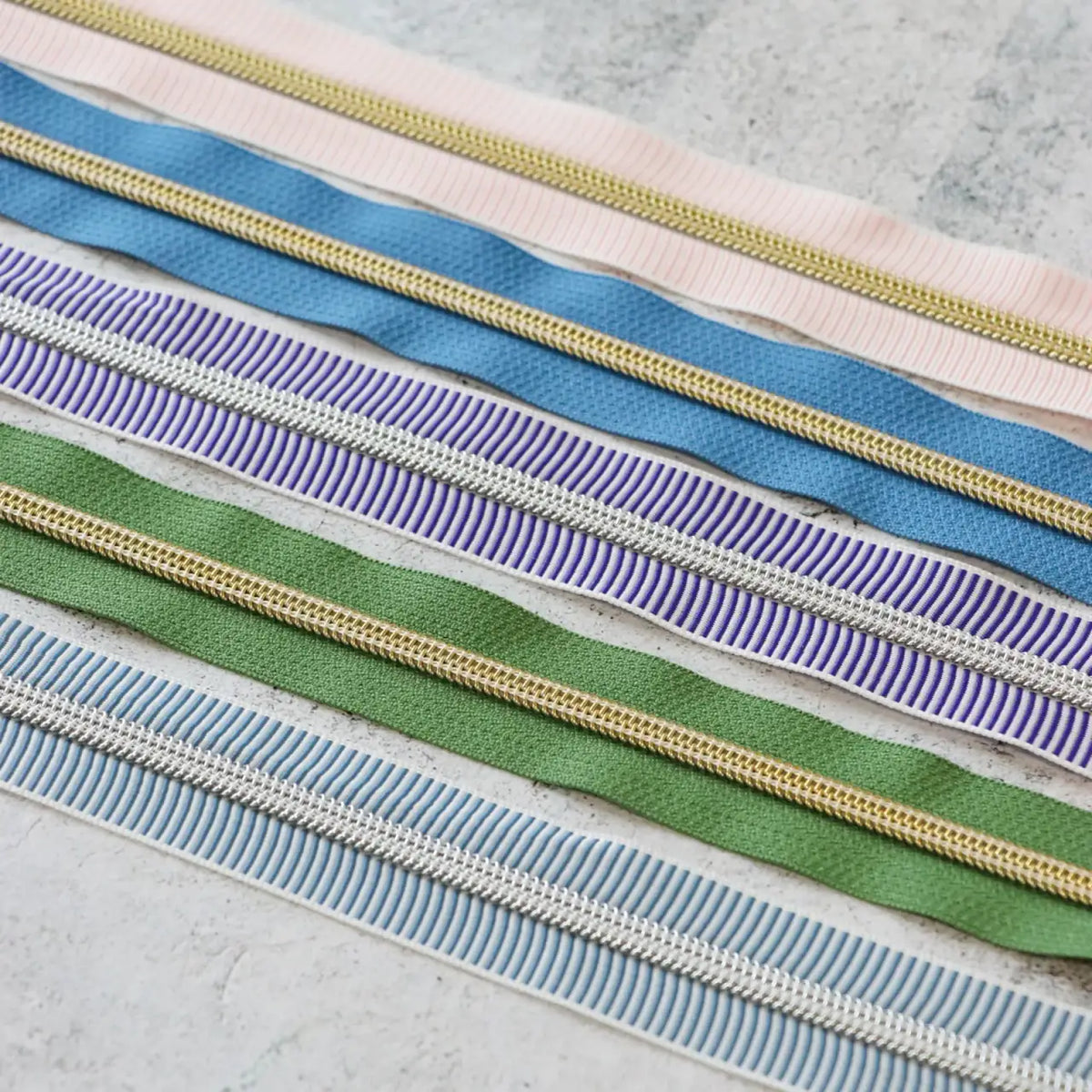 Zipper Bundle for Sewing and Bag Making with #5 Nylon Coil Zippers in Spring Colors and Stripes